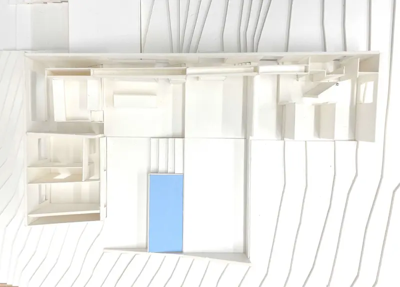 Maquette de conception vue de dessus – projet Ancrer, maison neuve, FAIRE Architecte